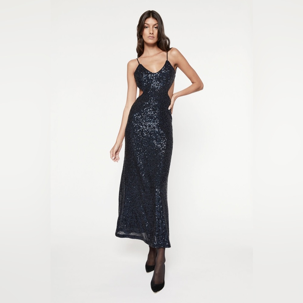 Bardot Knox Navy Sequin Dress NEW